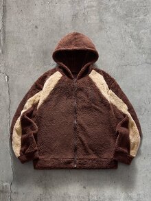 AXEPEAK Men's Colorblock Patchwork Hoodie & Pants Set - Brown - View 3