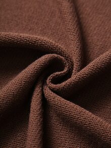 Linhara CURVE كارديجان محبوك كاجوال للنساء بمقاس كبير، بلون موحد، بأكمام طويلة وأكتاف منخفضة وحزام خصر - قهوة بني - مشاهدة 5