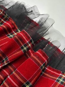 Whyspr Spring Autumn Winter Casual Goth 90s Elegant Niche Design Formal Going Out Red And White Plaid Metal Buckle Plus Size Women's Skirt Halloween - Red - View 9