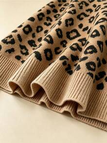SHEIN PariChic Textured Bow Knitted Cardigan, Short V-Neck Loose Lantern Sleeve Sweater Jacket - Camel - View 6