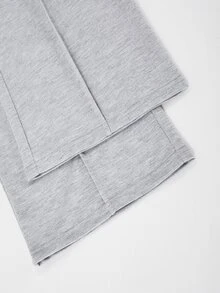 Girls' Casual Fashion Street Style Crew Neck Loose Long Sleeve Letter Logo Top & Wide Leg Pants Grey 2-Piece Set Autumn/Winter - Grey - View 9