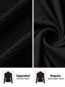 Fluxe Women Turtleneck Long Sleeve Slim Fit Thermal Lined Warm Top Solid Color Fall Winter Layering Gym Workout Casual Athletic Fitted Base Layer Shirt - Black - View 11