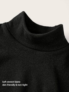 Fluxe Women Turtleneck Long Sleeve Slim Fit Thermal Lined Warm Top Solid Color Fall Winter Layering Gym Workout Casual Athletic Fitted Base Layer Shirt - Black - View 12