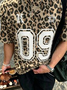 Resyla Men Men's Leopard-Print Topan Excellent Choice For Summer. Holiday Vacation Beige Streetwear - White - View 3