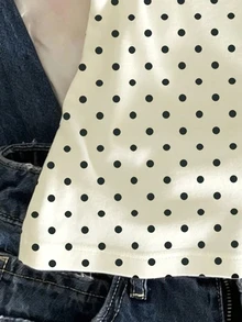 IslaSuriya 女士复古性感休闲百搭波点二合一吊带背心，修身露背短款背心，夏季必备 - 彩色 - 查看 5