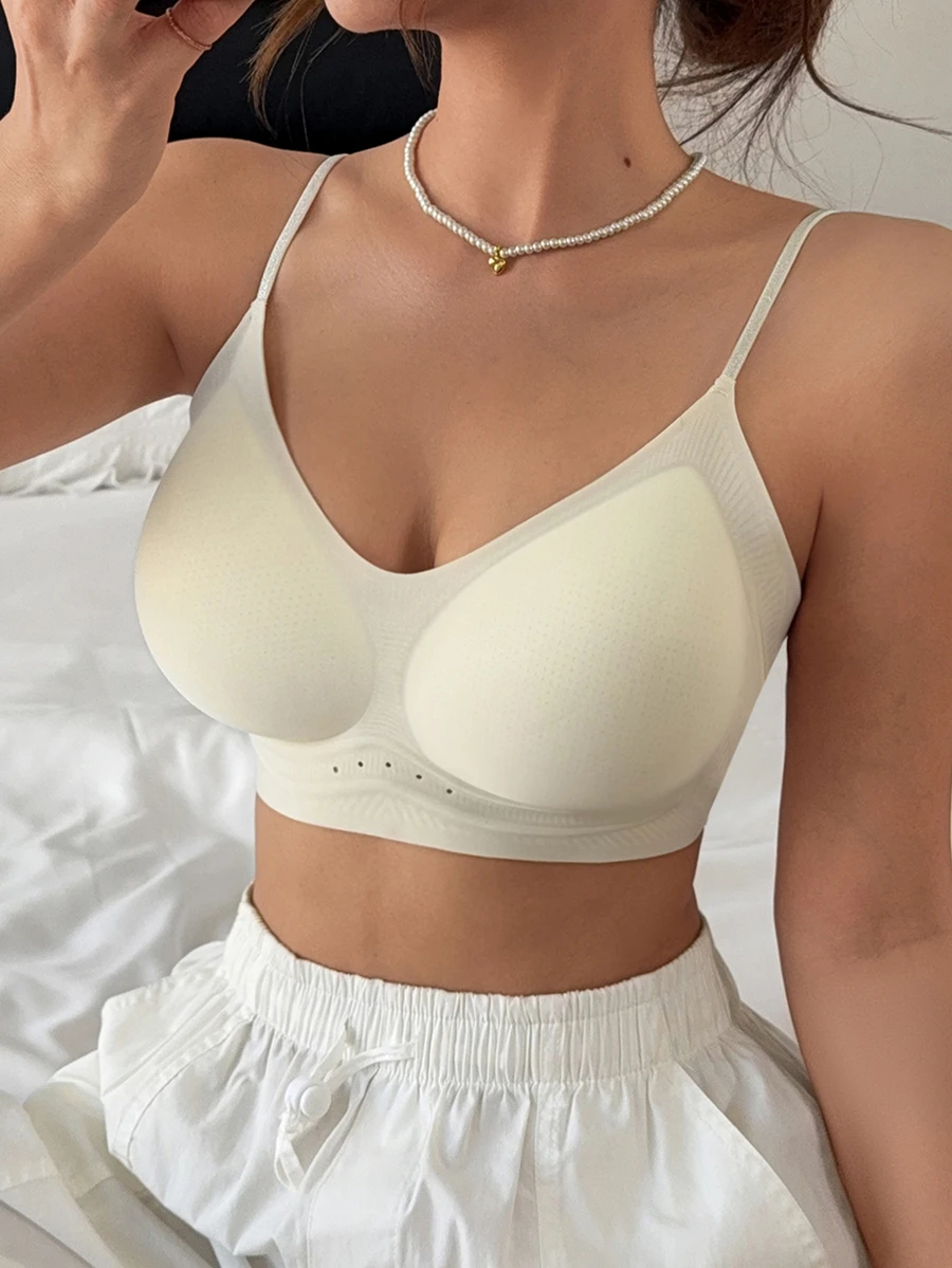 Napfluff Women's Seamless Jelly Strip Soft Support Wireless Push-Up Bra With Side-Smoothing Molded Cups, 1pc