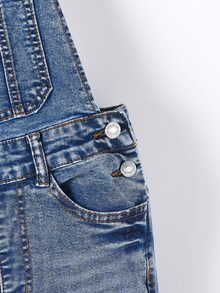 Tween Girl Vintage Washed Adjustable Strap Y2K Stretchy Denim Flared Pants, School, Campus, College Summer Holiday Autumn Fall - Light Wash - View 9
