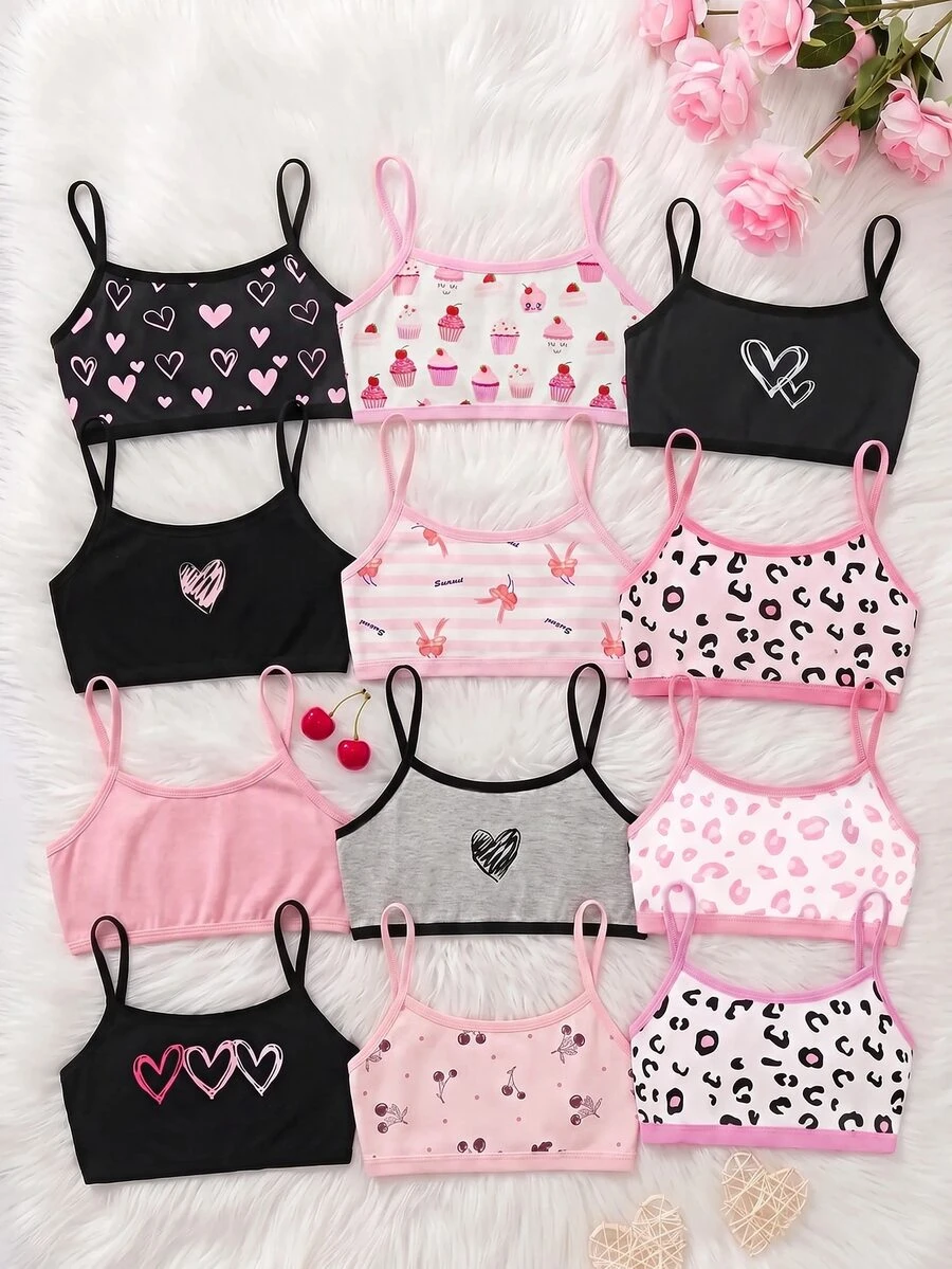 SHEIN Dozemod 青少年女孩可愛簡約豹紋與愛心圖案親膚柔軟內褲5件組,適合成長期女孩,情人節禮物 - 彩色 - 查看 1