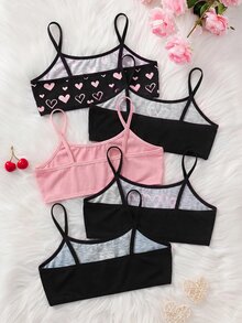 SHEIN Dozemod 青少年女孩可愛簡約豹紋與愛心圖案親膚柔軟內褲5件組，適合成長期女孩，情人節禮物 - 彩色 - 查看 2