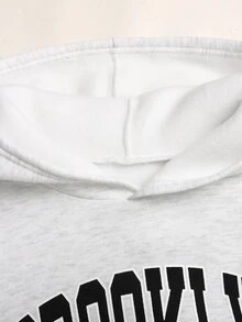 SHEIN 青少年女孩秋季灰色字母印花運動風運動衫套裝街頭休閒風 - 灰色 - 查看 7