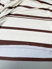 Franclia Women's Elegant Brown Asymmetrical Striped Knit Top For Multiple Occasions - Brown - View 4