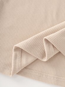 Elenzga Autumn New Cashmere Round Neck Contrast Collar Slim Fit Elegant Commuter Women's Base Layer Brushed Top - Khaki - View 8