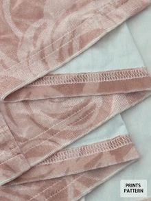 Linhara Blusa de mujer talla grande casual elegante vintage versátil de moda con diseño de estampado aleatorio rosa, manga larga, cuello vuelto y puño elástico, adecuada para primavera y otoño - Rosa - Ver 7