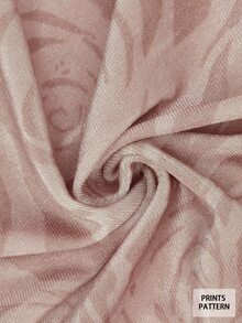 Linhara Blusa de mujer talla grande casual elegante vintage versátil de moda con diseño de estampado aleatorio rosa, manga larga, cuello vuelto y puño elástico, adecuada para primavera y otoño - Rosa - Ver 6