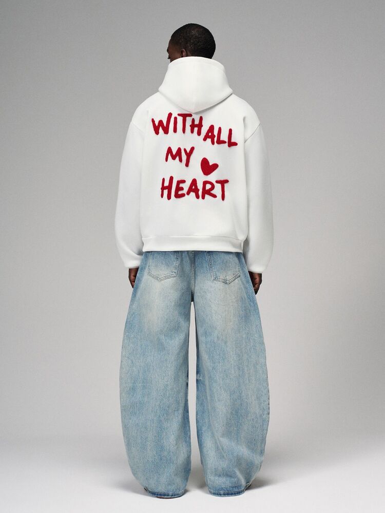 STYNVO Men's Autumn/Winter Casual Letter Embroidered Hoodie - White - View 6