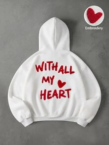 STYNVO Men's Autumn/Winter Casual Letter Embroidered Hoodie - White - View 3