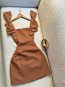 Women Short Dresses - Brown - View 1