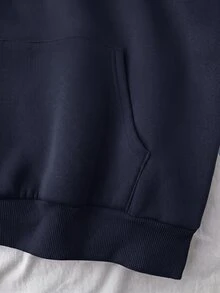 SHEIN 青少年女孩豹紋英文字母運動衫，寬鬆休閒長袖套頭衫，適合秋冬穿著 - 藏蓝色 - 查看 6