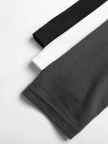 SHEIN 青少年女孩黑白灰 3 件組 T 恤套裝，休閒日常百搭百搭款 - 彩色 - 查看 5