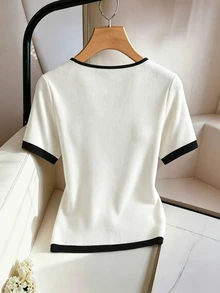 Velvienne Atasan Lengan Panjang Putih Ukuran Plus Wanita untuk Musim Semi/Gugur, Sederhana, Serbaguna, Modis, dengan Desain Pita Elegan, Cocok untuk Dipakai di Musim Semi/Gugur - Putih - View 2