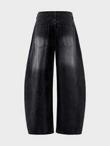 AXEPEAK Men's Fashion Button Pocket Distressed Loose Fit Denim Jeans - Black - View 5