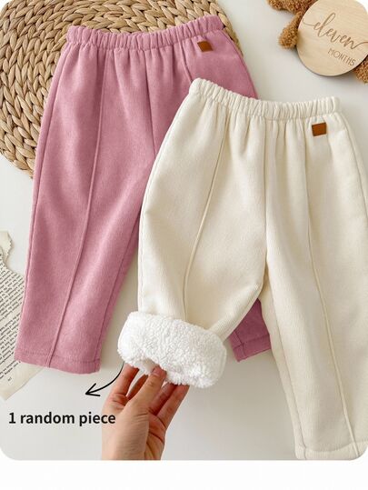 SHEIN Young Girl Young Girl Young Girl Girls' Solid-Color Casual Straight-Leg Sweatpants; Fleece-Lined For Warmth; Suitable For Autumn And Winter.1 Random Piece