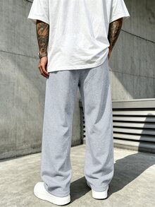 Manfinity CasualCool Men Letter Graphic Contrast Side Seam Sweatpants - Multicolor - View 2