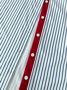 Resyla Plus Size Casual Striped Single-Breasted Contrast Color Fashion Shirt - Multicolor - View 3