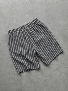 EASEVO Men's Plus Size Striped   Casual Daily Shorts - Black and White - View 4