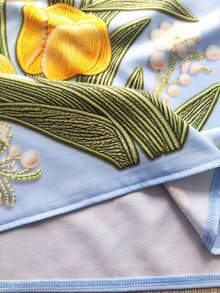 SHEIN Franclia 女士蓝色碎花七分袖衬衫，适合夏季休闲装、通勤和休闲穿着。 - 彩色 - 查看 6