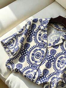 Franclia Casual Versatile Solid Color Collared Short Sleeve Summer Women's Shirt - Multicolor - View 4