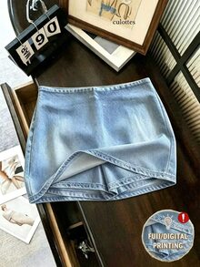 SHEIN Franclia 女款夏季套裝，秋季優雅裙裝，休閒約會穿搭，Y2K風格，畢業季、度假、通勤辦公，裙褲，淺藍色 - 藍色 - 查看 3