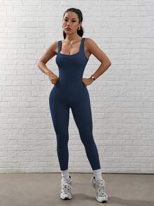 Slayform Slayform Women's Plain Simple Casual Sports Jumpsuit For Daily Wear Full Body For Daily Wear - Navy Blue - View 7