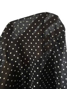 SHEIN French Vintage Ruffle Trim Long Sleeve Chiffon Blouse, With Ruffle Collar, Black And White Polka Dot Pattern, Suitable For Summer, Elegant, Casual Office Wear - Black - View 8