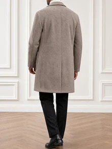 Core Aspect Men's Vintage Versatile Button Pocket Lapel Overcoat - Camel - View 2