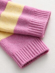 Selianne Elegant, Casual, And Adorable Round-Neck Long-Sleeved Sweater, Perfect For Everyday Home Wear, Women's Fall Outfits School Pink And Yellow - Multicolor - View 8