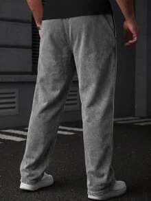 Manfinity Homme Men's Streetwear Fashion Drawstring Sweatpants - Grey - View 2