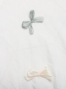 SHEIN 青少年女孩服裝套裝，對比色彼得潘領針織毛衣配可愛蝴蝶結與百褶裙 2 件套，柔軟舒適，適合冬季 - 粉色 - 查看 5