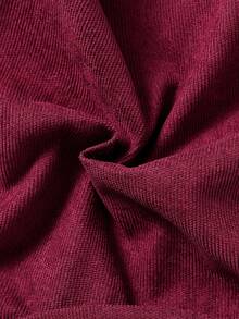 SHEIN Elladie kids 2件組女童秋季家庭套裝 時尚翻領長袖外套＋彈性腰花卉印花洋裝 休閒穿搭 1歲生日適用 - 酒紅色 - 查看 4