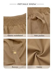 EMERY ROSE Women's Casual Slimming Shirred Waist VersatileBermuda Shorts - Mocha Brown - View 7