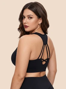Easithlete Easithlete Bra Olahraga Kasual Harian Wanita Ukuran Besar Warna Polos - Burgundy - View 4