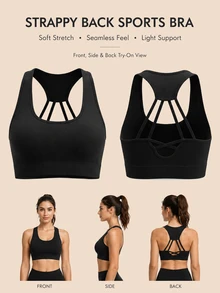 Easithlete Easithlete Bra Olahraga Kasual Harian Wanita Ukuran Besar Warna Polos - Burgundy - View 3
