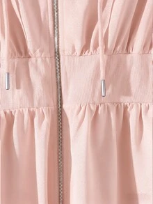 Modelyn Burgundy Slimming Zip-Up Hooded Casual Long Sleeve Jacket & Pants 2 Pieces Set For Women, Autumn/Winter - Pink - View 6