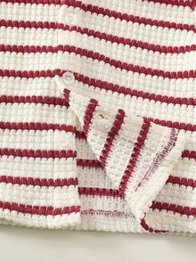 Bubblio Baby Boy Casual Versatile Textured Striped Lapel Short Sleeve Cardigan - Multicolor - View 7
