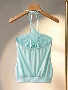 Coastalzia 2026 Summer Casual Street Y2K Backless Halter Top - Mint Green - View 2