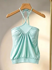 Coastalzia 2026 Summer Casual Street Y2K Backless Halter Top - Mint Green - View 6