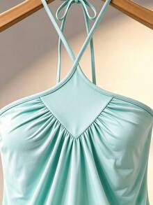 Coastalzia 2026 Summer Casual Street Y2K Backless Halter Top - Mint Green - View 3