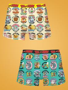 Notgurli TOM & JERRY X SHEIN Men's Printed Fashionable Boxer Briefs (2-Piece Set) - Multicolor - View 2