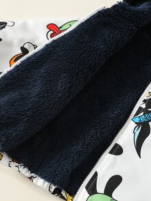 SHEIN 男女嬰兒/幼兒秋冬保暖內裡加厚可愛動物圖案連帽夾克外套，嬰兒冬季保暖加厚外套 - 白色 - 查看 7