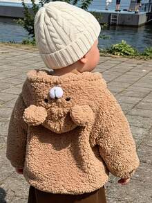 SHEIN 男女嬰兒/幼兒秋冬保暖內裡加厚可愛熊咪填充外套，嬰兒填充外套，冬季外套，保暖，加厚 - 駝色 - 查看 10